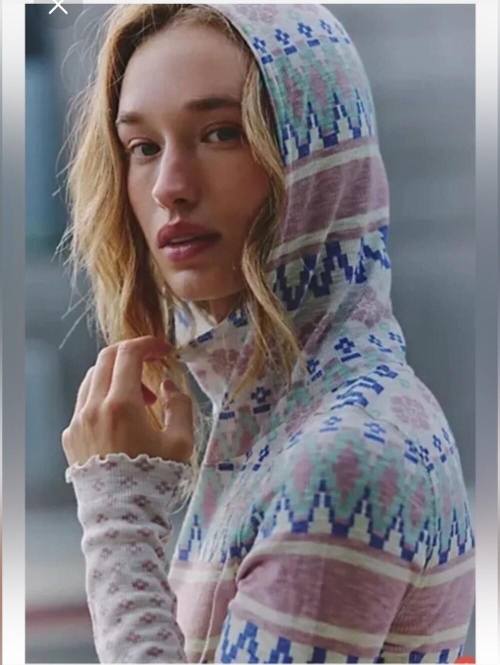 FP Movement by Free People Cream Multi-Color Fair Isle Hoodie - Picture 3 of 8